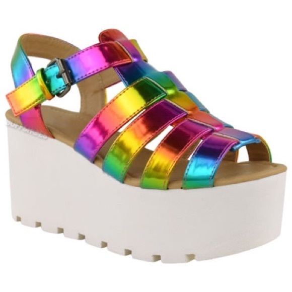 no doubt Shoes - No Doubt rainbow platform festival sandals 🌈 9